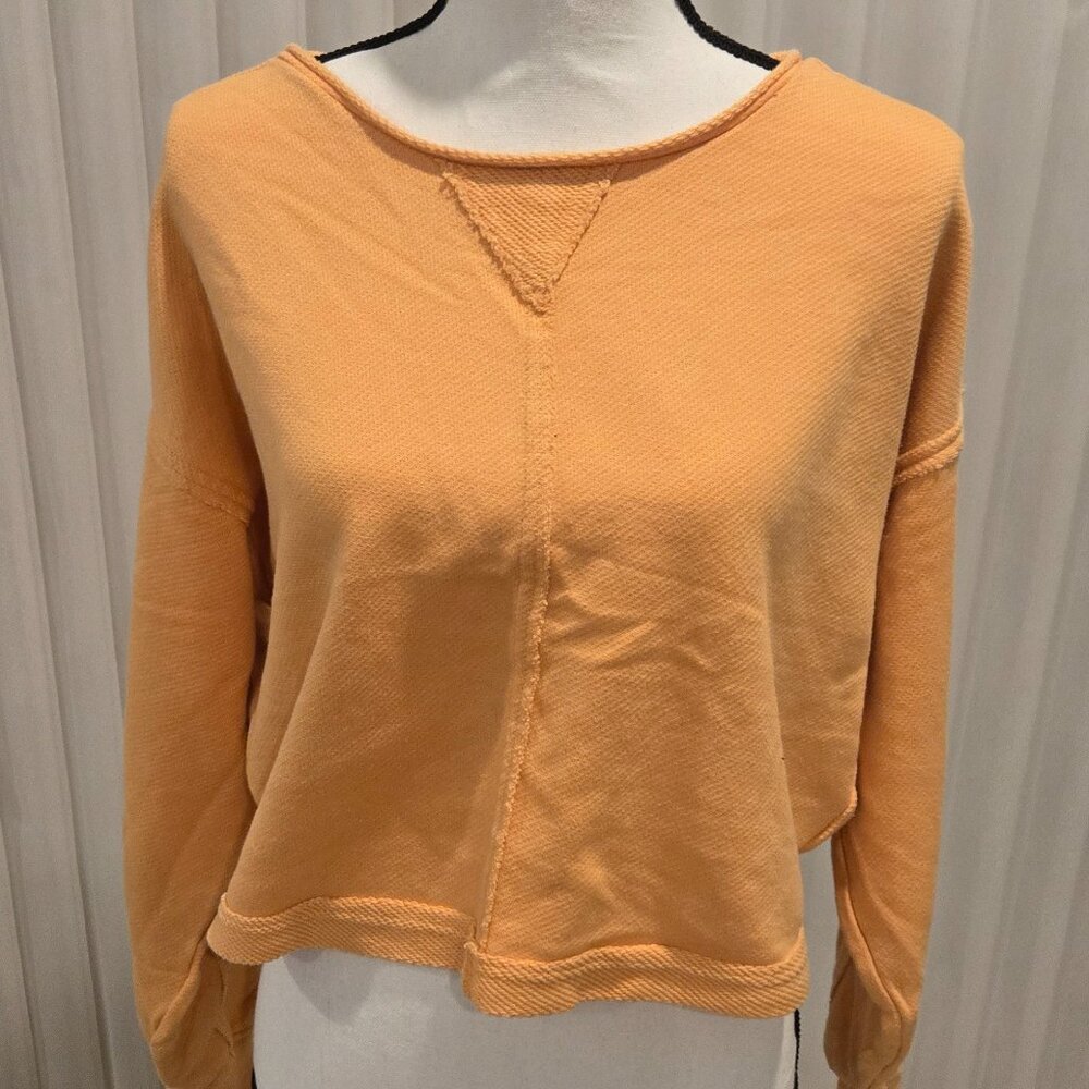 Aerie orange croped top large neck wide sleeve sweater Small! Y2k Top